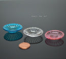 1:12 Miniature Crystal Blue/Pink Glass Flared Ribbed Platter/ BD HB016 HB034 HB037