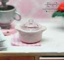 1:12 Dollhouse Miniature Pink Ceramic Pot with Glass Lid BD B192