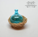 1:12 Dollhouse Miniature Turquoise Demijohn in Basket BD H139