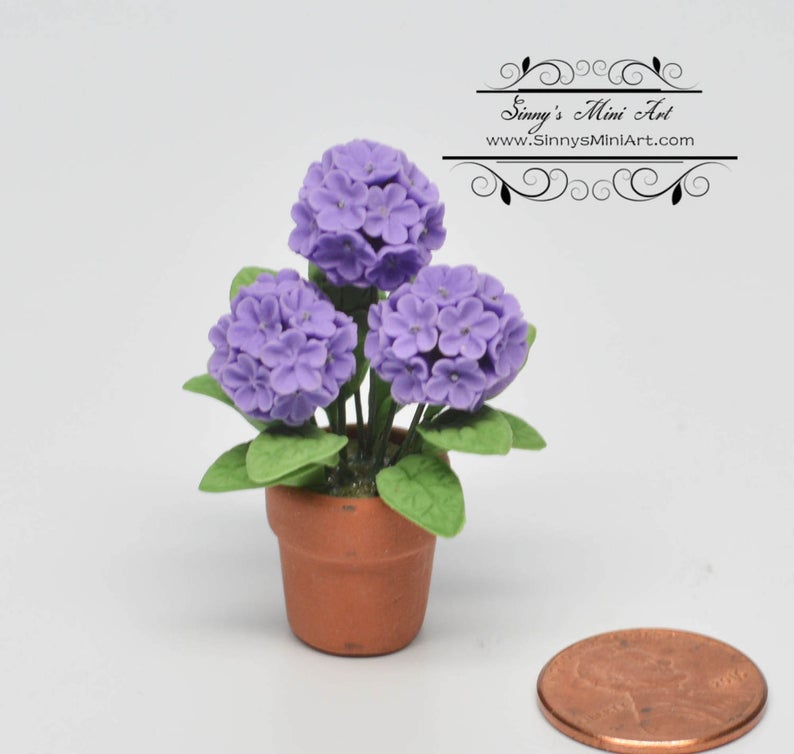 Dollhouse Miniature Flowers- Purple Hydrangeas