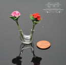 1:12 Dollhouse Miniature Geraniums in Double Necked Vase BD R601
