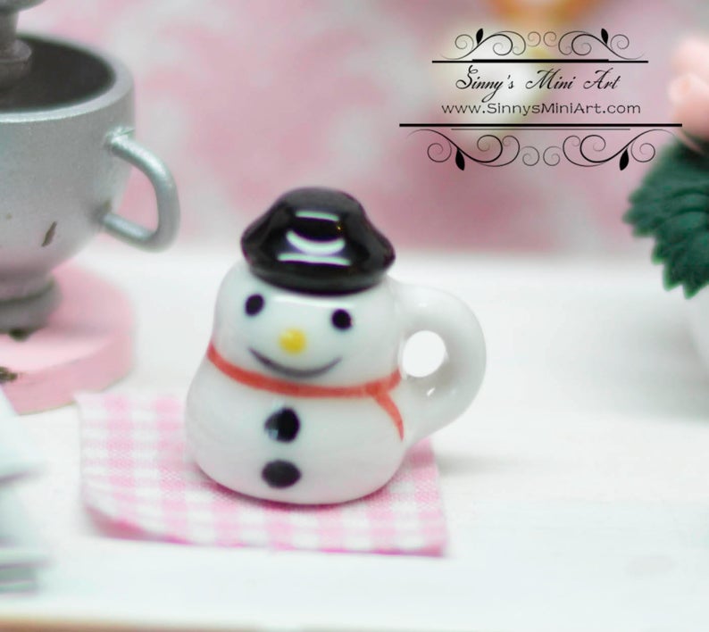 1/12 Miniature Dollhouse Porcelain Mini Snowman Tea Pot and Cup Set - –  Portraits and Miniatures by NC