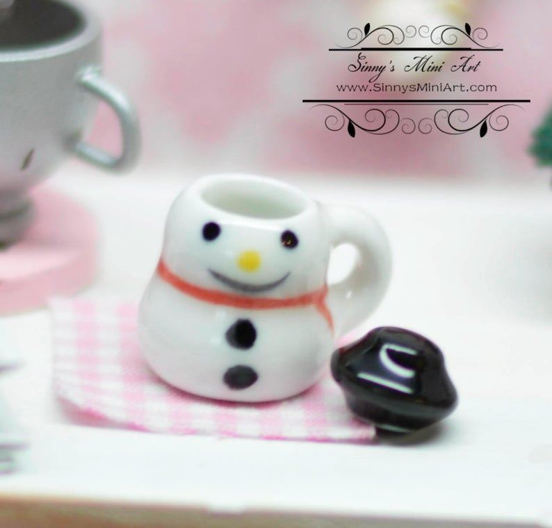 1/12 Miniature Dollhouse Porcelain Mini Snowman Tea Pot and Cup Set - –  Portraits and Miniatures by NC