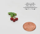1:12 Dollhouse Miniature 3 Cherries on Stem with Leaf BD P020