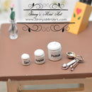 1:12 Dollhouse Miniature White Canister Set Flour Sugar, Salt BD B321