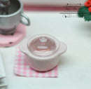 1:12 Dollhouse Miniature Pink Ceramic Pot with Glass Lid BD B192
