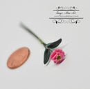 1:12 Dollhouse Miniature Single Pink Zinnia with Leaves BD E3002