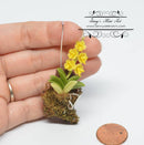 1:12 Dollhouse Miniature Hanging Yellow Orchid/ Miniature Gardening BD A056