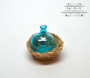 1:12 Dollhouse Miniature Turquoise Demijohn in Basket BD H139
