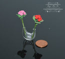 1:12 Dollhouse Miniature Geraniums in Double Necked Vase BD R601