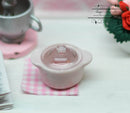 1:12 Dollhouse Miniature Pink Ceramic Pot with Glass Lid BD B192