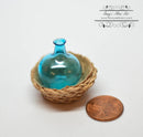 1:12 Dollhouse Miniature Turquoise Demijohn in Basket BD H139