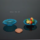 1:12 Miniature Crystal Blue/Pink Glass Flared Ribbed Platter/ BD HB016 HB034 HB037