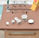 1:12 Dollhouse Miniature White Canister Set Flour Sugar, Salt BD B321
