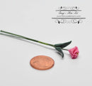 1:12 Dollhouse Miniature Single Pink Zinnia with Leaves BD E3002