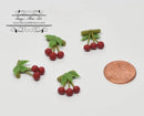 1:12 Dollhouse Miniature 3 Cherries on Stem with Leaf BD P020