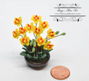 1:12 Dollhouse Miniature Yellow Orchid Arrangement in Pot BD A1180