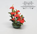 1:12 Dollhouse Miniature Red Anthurium in Planter BD A1090