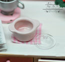 1:12 Dollhouse Miniature Pink Ceramic Pot with Glass Lid BD B192