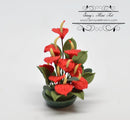 1:12 Dollhouse Miniature Red Anthurium in Planter BD A1090