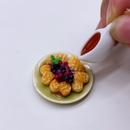 1:12 Dollhouse Miniature Pancakes on Plate with Sauce/Miniature Breakfast HMN 01012
