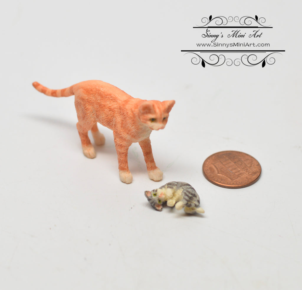 5 Dollhouse Cats Ginger Orange Tabby Tabbies Kittens 1:12 Scale Animals  Cats - Miniature Crush