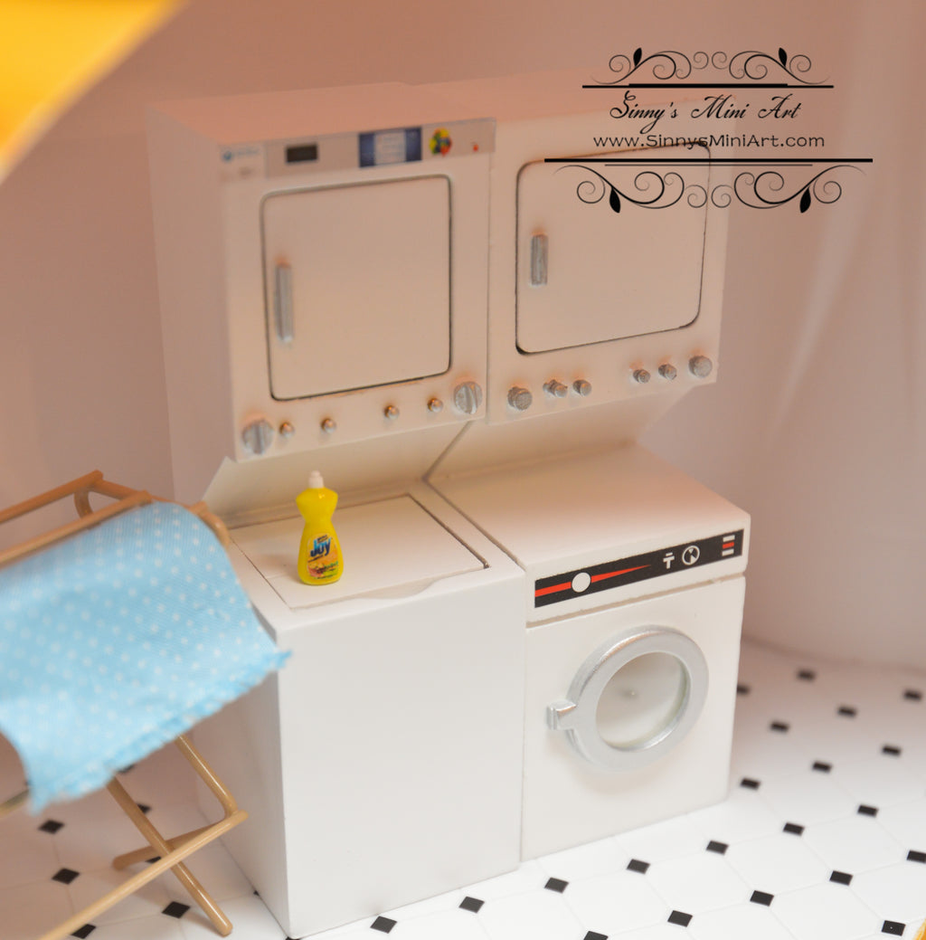 1:6 Scale Barbie Stackable Laundry Pair Washer and Dryer Dollhouse 1/6 