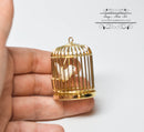 1: 12 Dollhouse Miniature Brass Bird Cage with Bird/Miniature Pet AZ D4751B