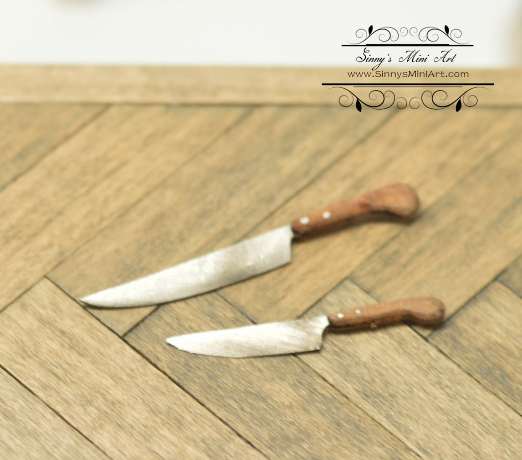 Dollhouse Knife Set Knives 3 Pieces Metal 1:12 Scale Kitchen