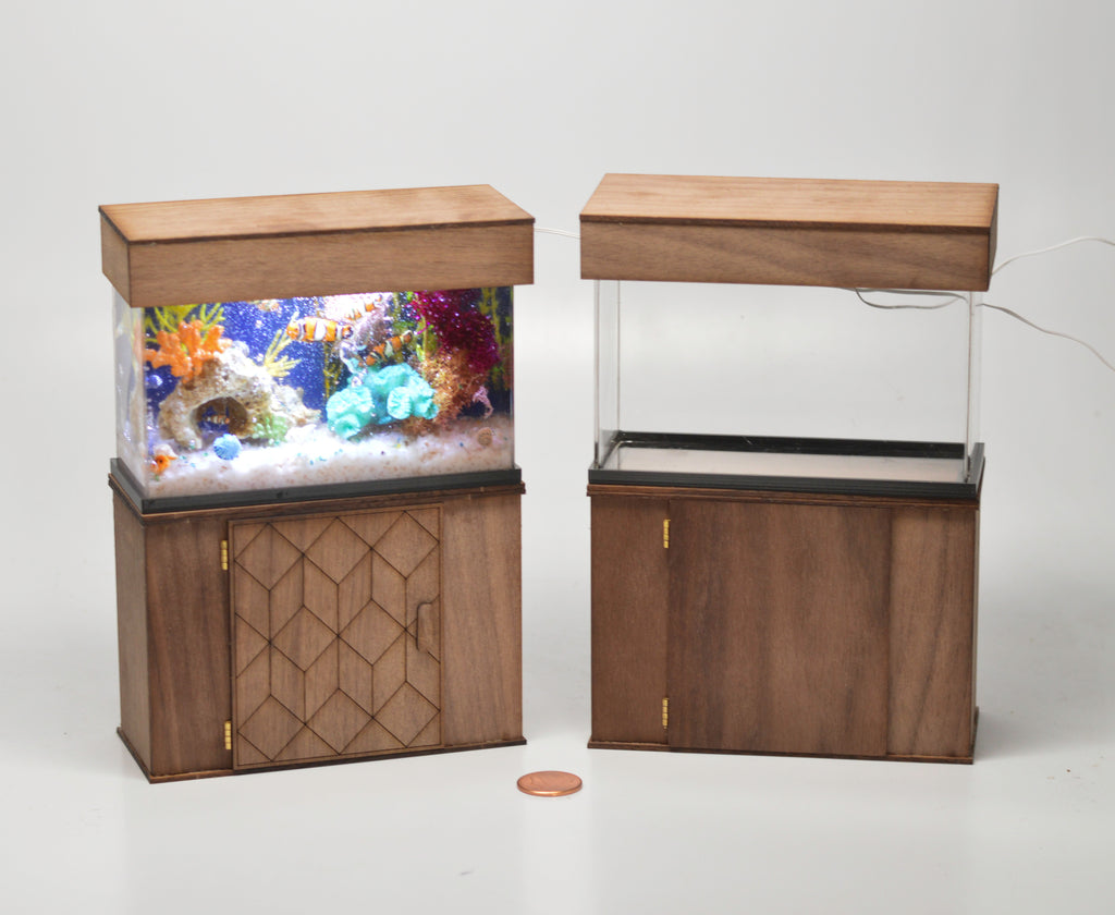 1:12 Dollhouse Miniature 150 Gallon Aquarium/Walnut/ Fish Tank Kit