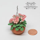 1:12 Dollhouse Miniature Pink/White Hanging Flower Basket BD A802