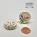 1:12 Dollhouse Miniature Round Ceramic Plate with flower/ Miniature Cookware HMN 1462