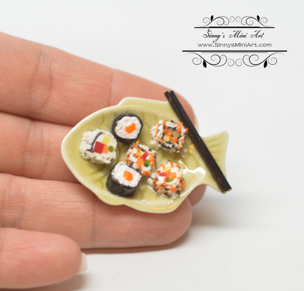 9pcs Japanese Sushi Set 1/12 Dollhouse Miniature Food Meal