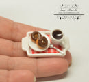 1:12 Dollhouse Miniature Chocolate Donuts and Coffee on Tray BD F128-2