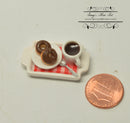 1:12 Dollhouse Miniature Chocolate Donuts and Coffee on Tray BD F128-2