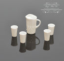 1:12 Dollhouse Miniature Pitcher w 4 Glasses White AZ CB0088W
