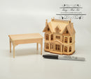 1:12 Dollhouse Unpainted Baby House with Table/Unfinished Furniture VM 2000