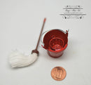 1:12 Dollhouse Miniature Mop with Bucket Set/Miniature Bathroom Set D173
