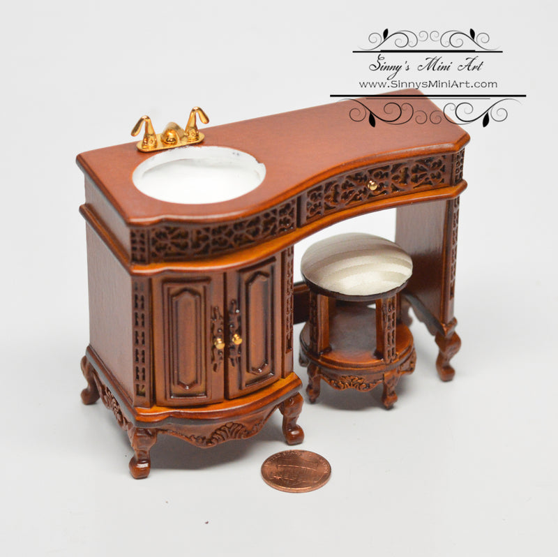 1:12 Dollhouse Miniature Avalon Sink with Stool/Miniature Furniture AZ P6231