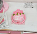 1:12 Dollhouse Miniature Pink Flowral Birthday Cake BD K2193