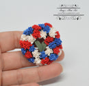 1:12 Dollhouse Miniature Red, White and Blue Floral Wreath BD A346