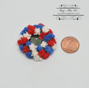 1:12 Dollhouse Miniature Red, White and Blue Floral Wreath BD A346