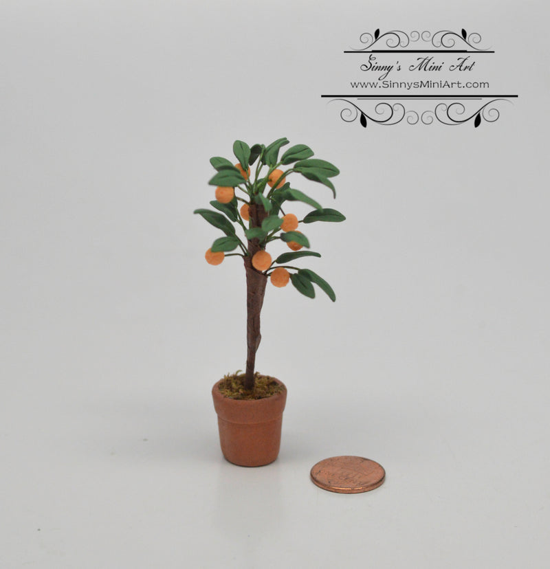 1:12 Dollhouse Miniatures Orange Tree in Clay Pot BD A1176