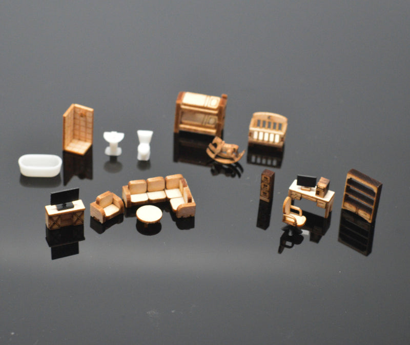 1:144 Dollhouse Miniature Four Room Furniture Kit / SMA HS009