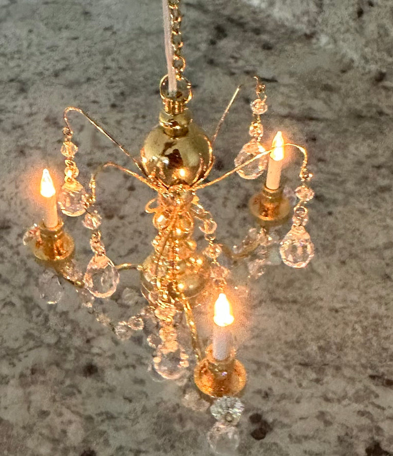 Clearance Sale: 1:12 Dollhouse Miniatures 3 Arm Crystal l Chandelier HH CK3019