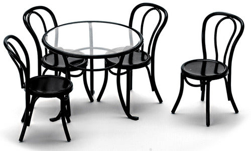 1:12 Dollhouse Miniature Patio Table/4 Chairs Black AZ S8507