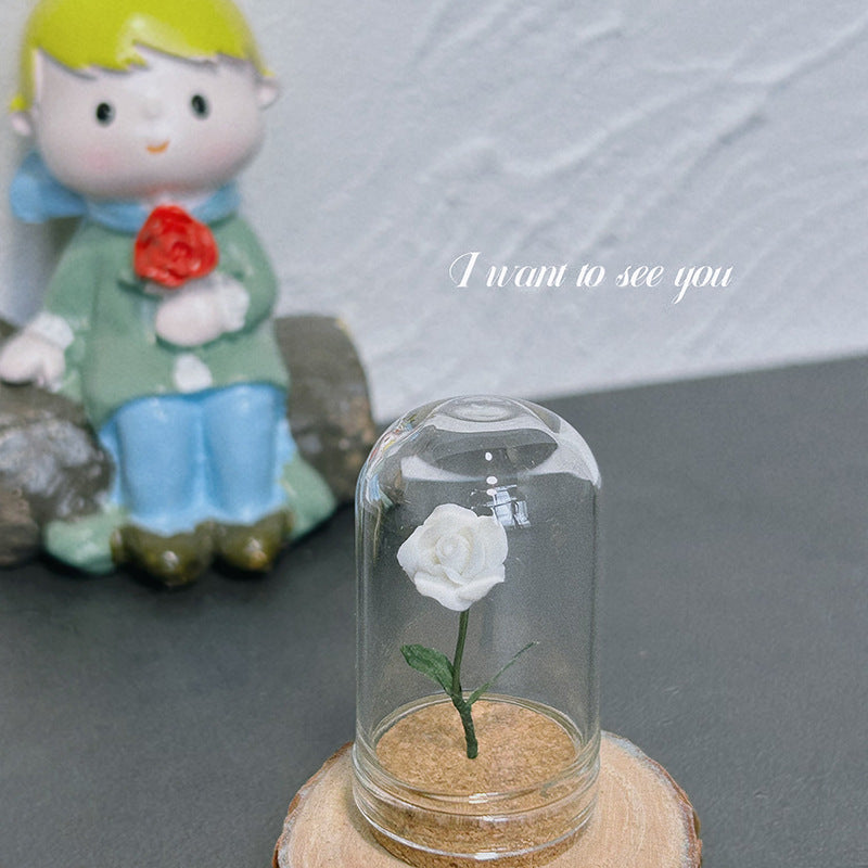 Dollhouse Miniature Rose in Dome D233