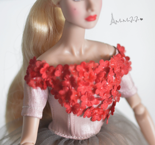 1:6 Doll Flower Dress Set For FR Doll/ Purse Poppy Parker FR Barbie Fashion Royalty MJA97