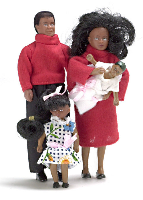 Clerance Sale 1:12 Dollhouse Miniature 4pc Black Doll Family AZ 00030