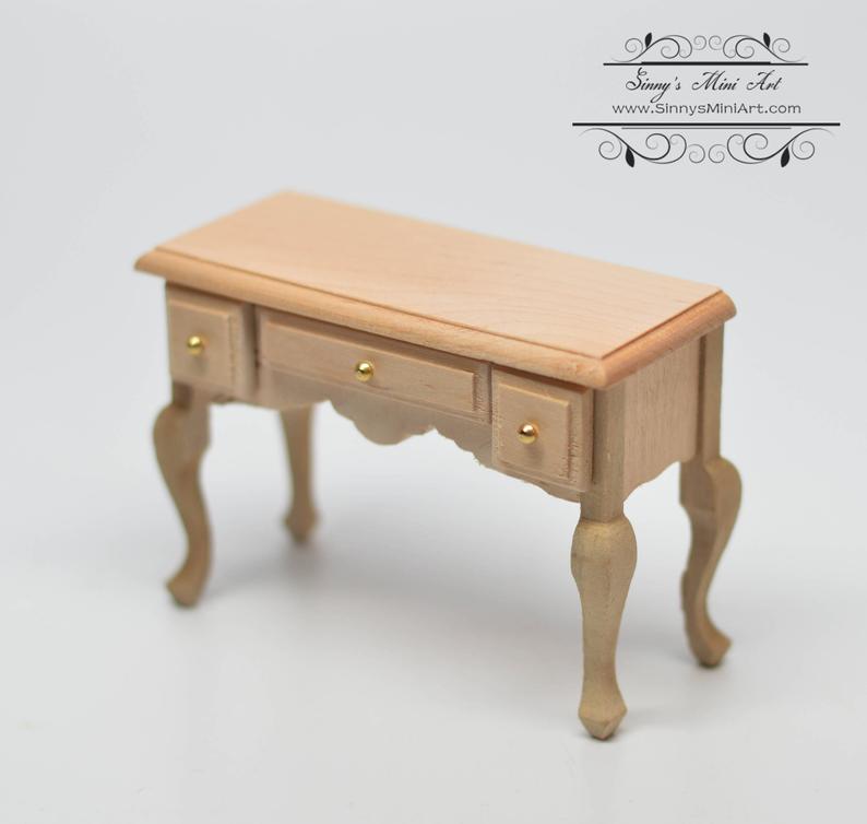 1:12 Dollhouse Miniature Unpainted 3-Drawer Table AZ CL08655